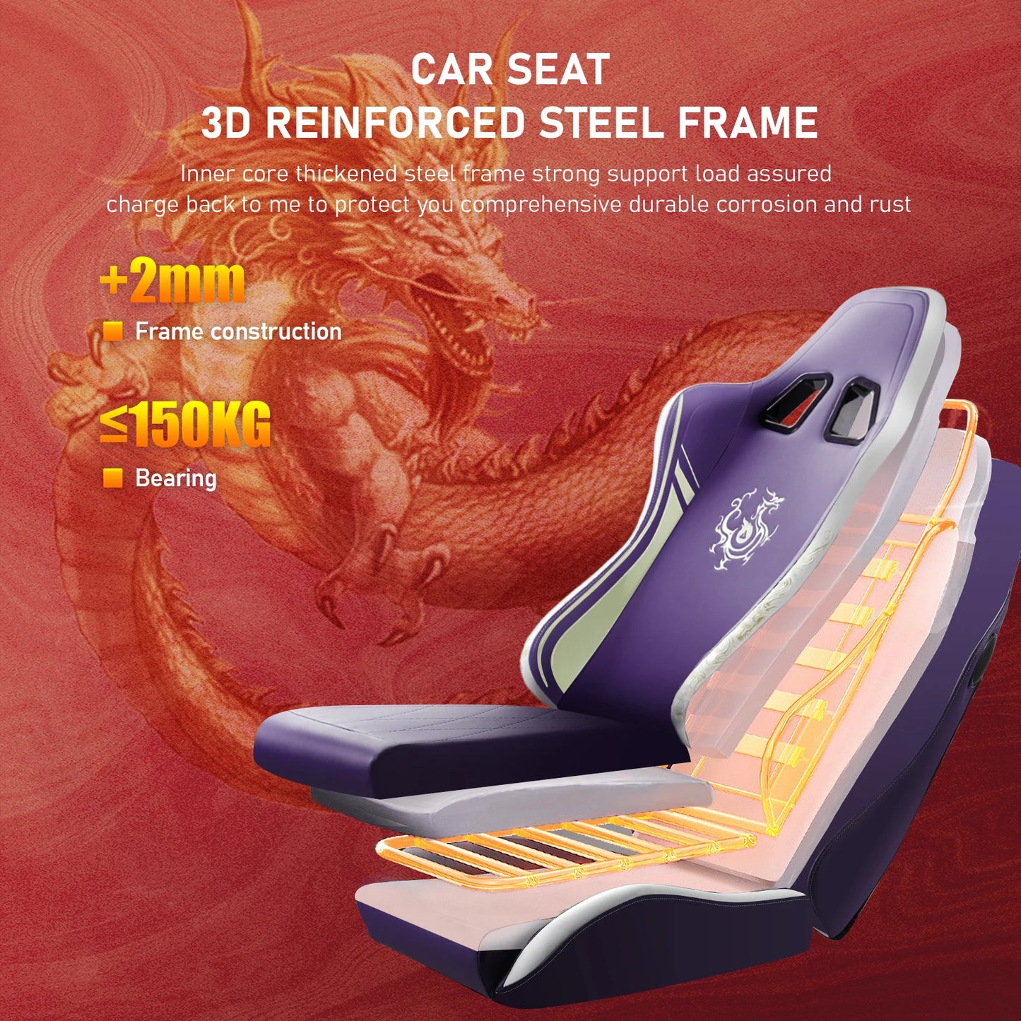 GTPLAYER Gaming Chair with Bluetooth Speakers, Footrest & Ergonomic Design, Dragon Series Video Game & Office Chair