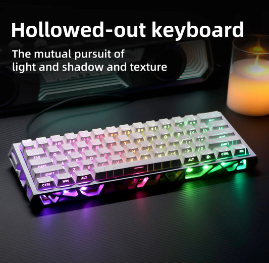 Kavlorn NJ61 White Wired Mechanical Keyboard, RGB Backlit, Full N-Key Rollover, for Gaming and Office Use