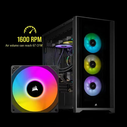 Corsair AC120 RGB Fan 5V ARGB High-performance 120mm PWM Cooling Fan Black/White Single Pack