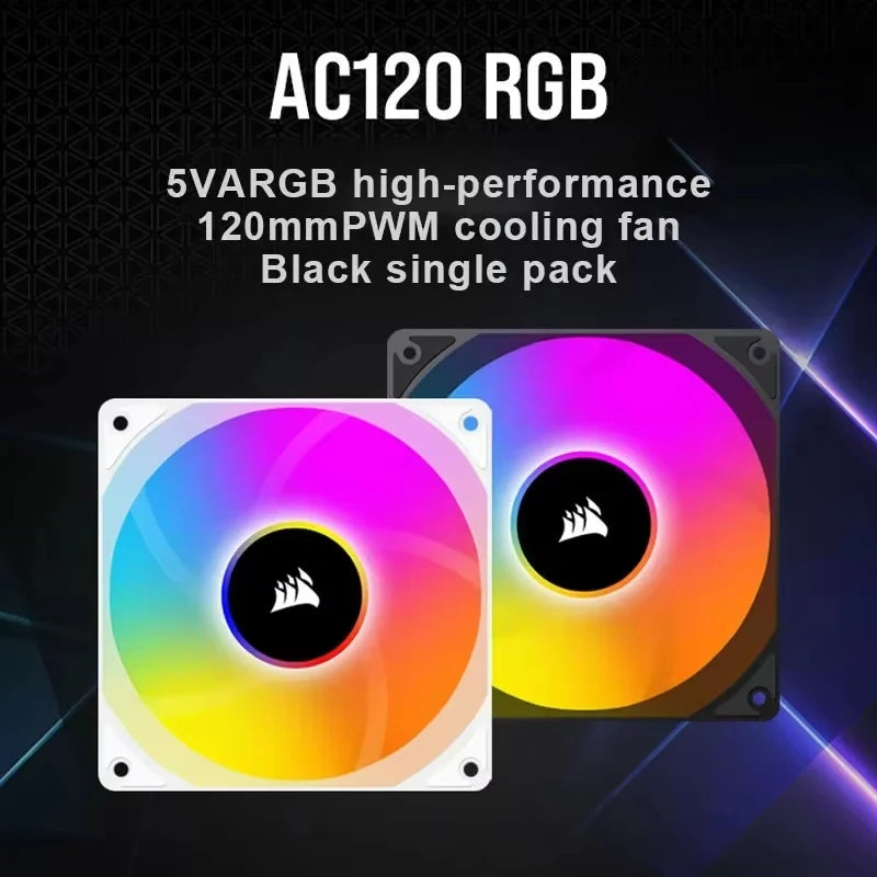 Corsair AC120 RGB Fan 5V ARGB High-performance 120mm PWM Cooling Fan Black/White Single Pack