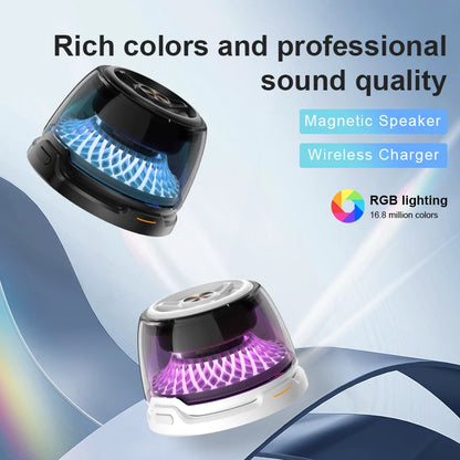 Bedroom Multifunctional RGB Night Light Alarm Clock Mobile Phone Holder BT Speaker Mini Wireless Charger 15W Hot Products 2024