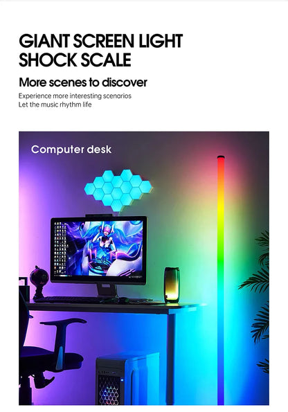 Smart LED Floor Lamp with RGB Remote And APP Control Music Sync Corner Lighting Timer Modern Mood for Living Room And Gaming
