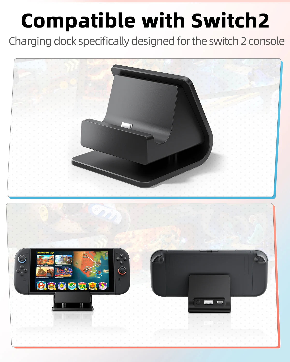 Charger Dock for Switch 2 Joycons Controller Portable Base RGB Charging Stand Station for Switch 2  Game Accessories