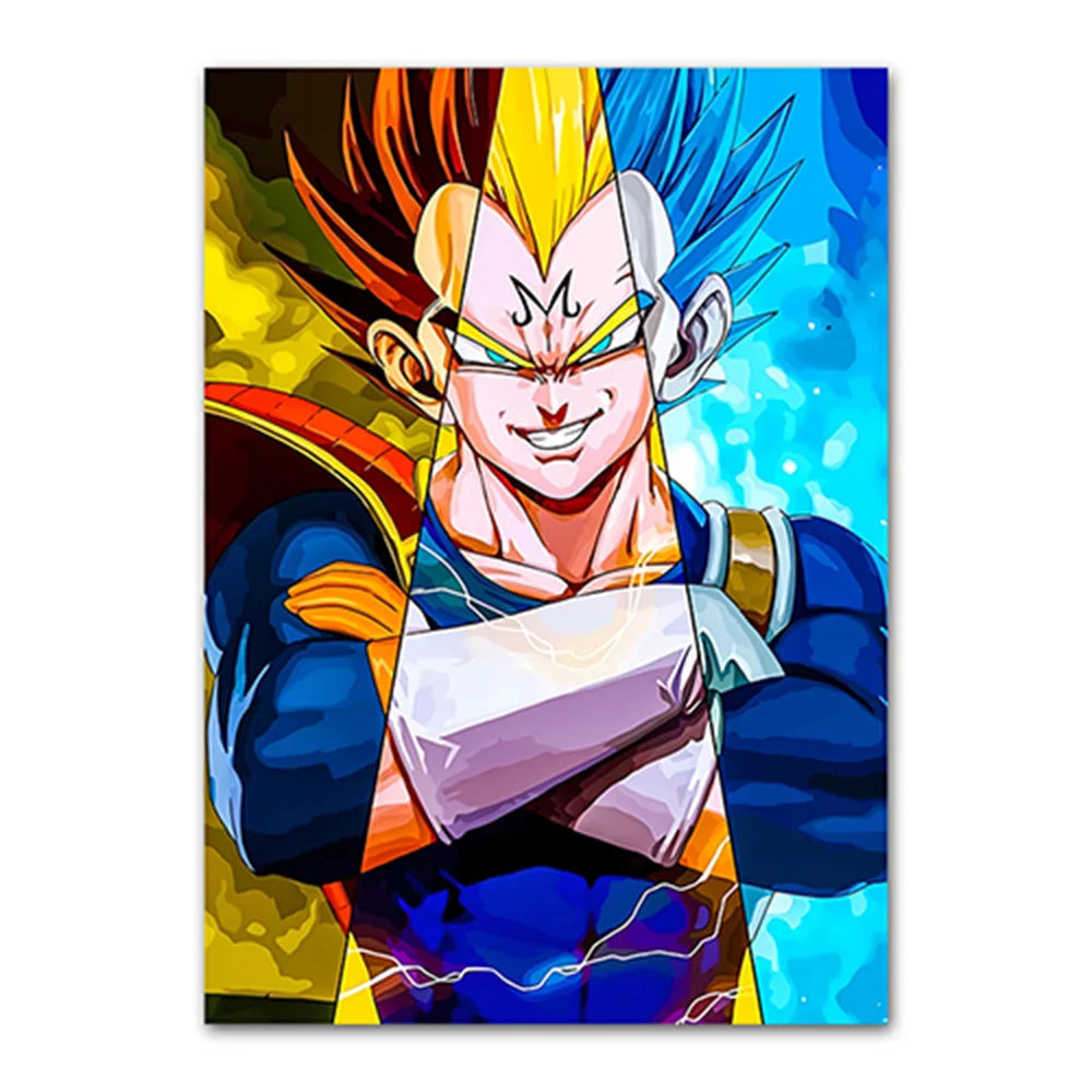 Dragon Ball Goku Van Gogh Starry Night Anime Oil Painting Poster Canvas Painting Dragon Ball Super Vegeta kid's Wall Painting