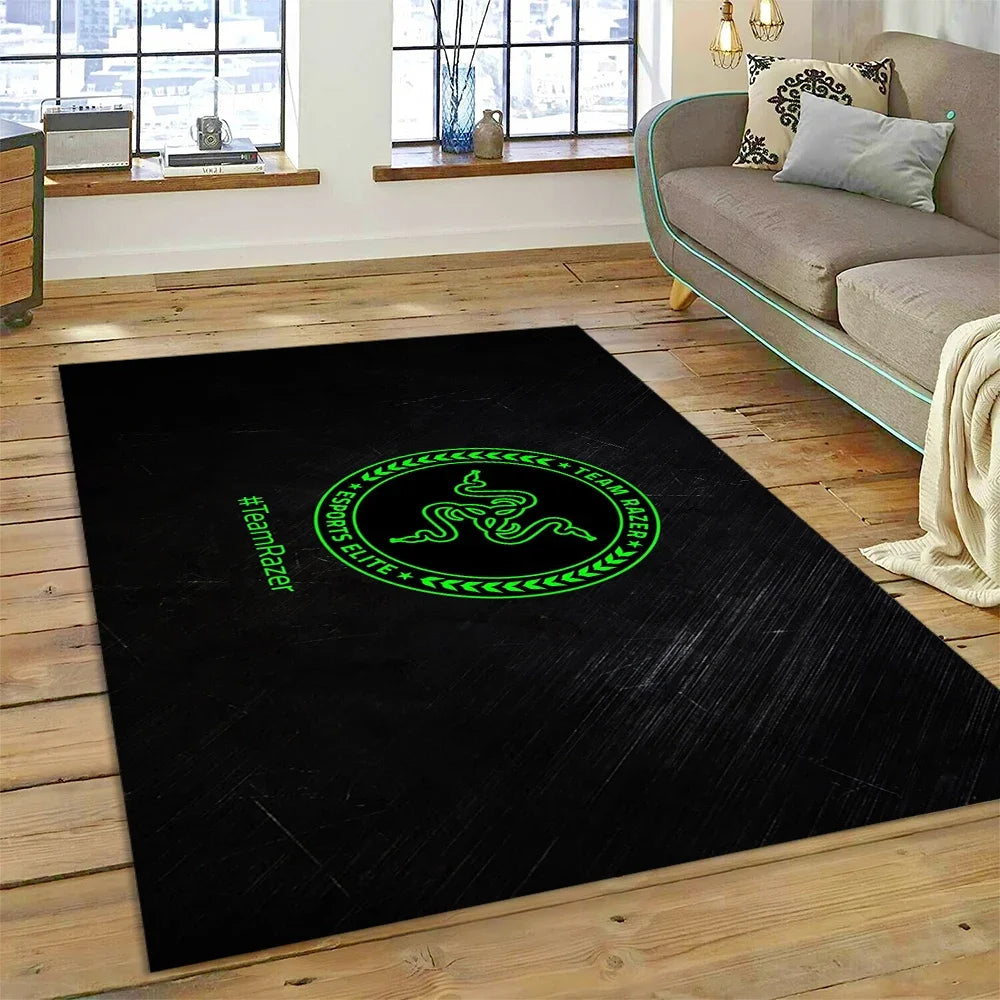 Razer Logo Game Snake Cartoon Customized Rug Carpet for Living Room Bedroom Decor,Non-slip Decoration for Sofa Doormat Gift Kid