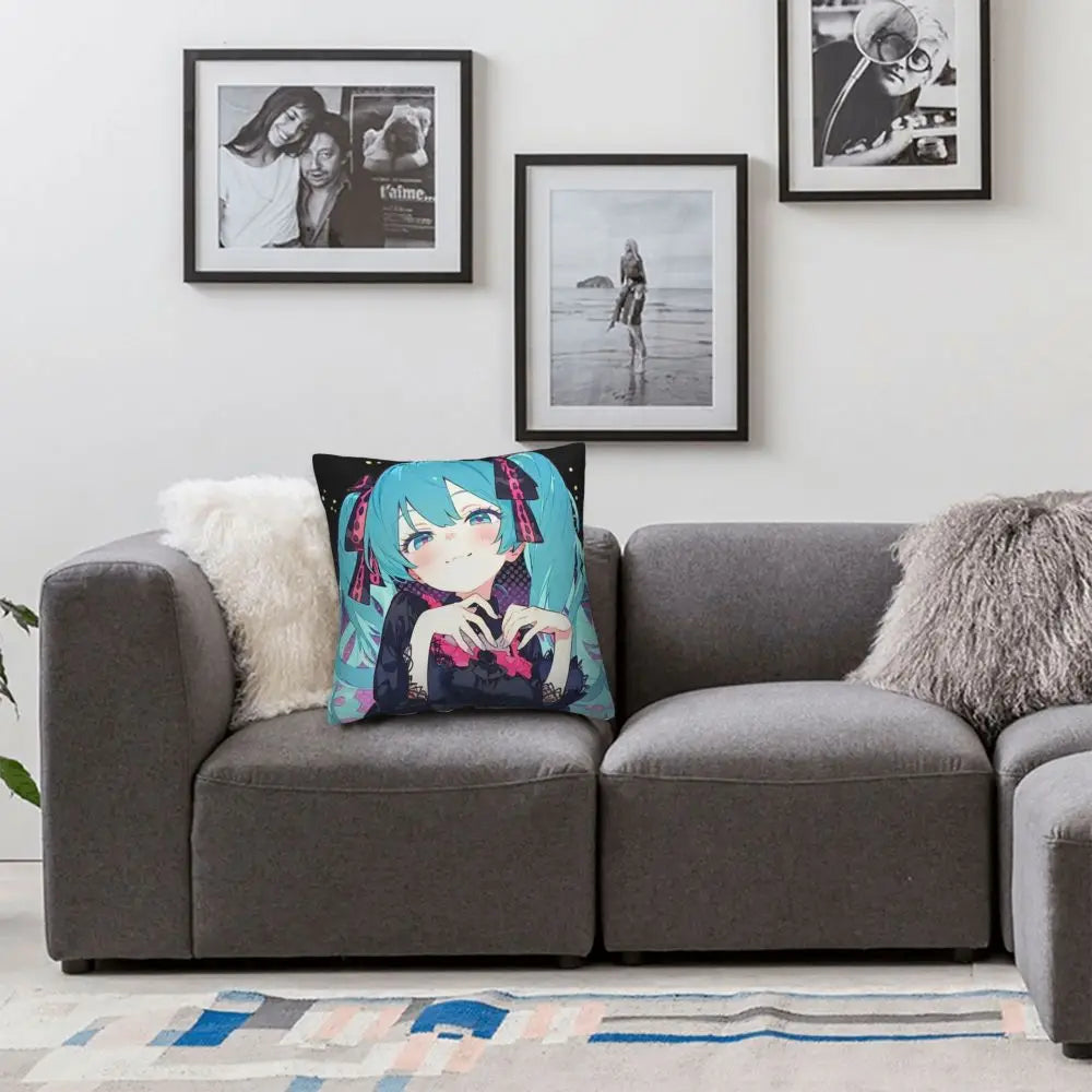 Cushion Covers Anime Hatsune Miku Pillow Case Awesome Decor Pillowcover for Living Room 40*40cm