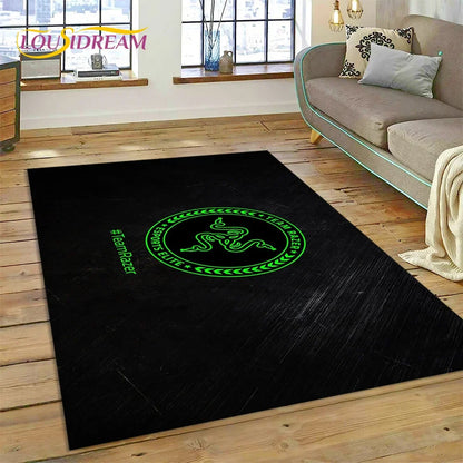 Razer Logo Game Snake Cartoon Customized Rug Carpet for Living Room Bedroom Decor,Non-slip Decoration for Sofa Doormat Gift Kid