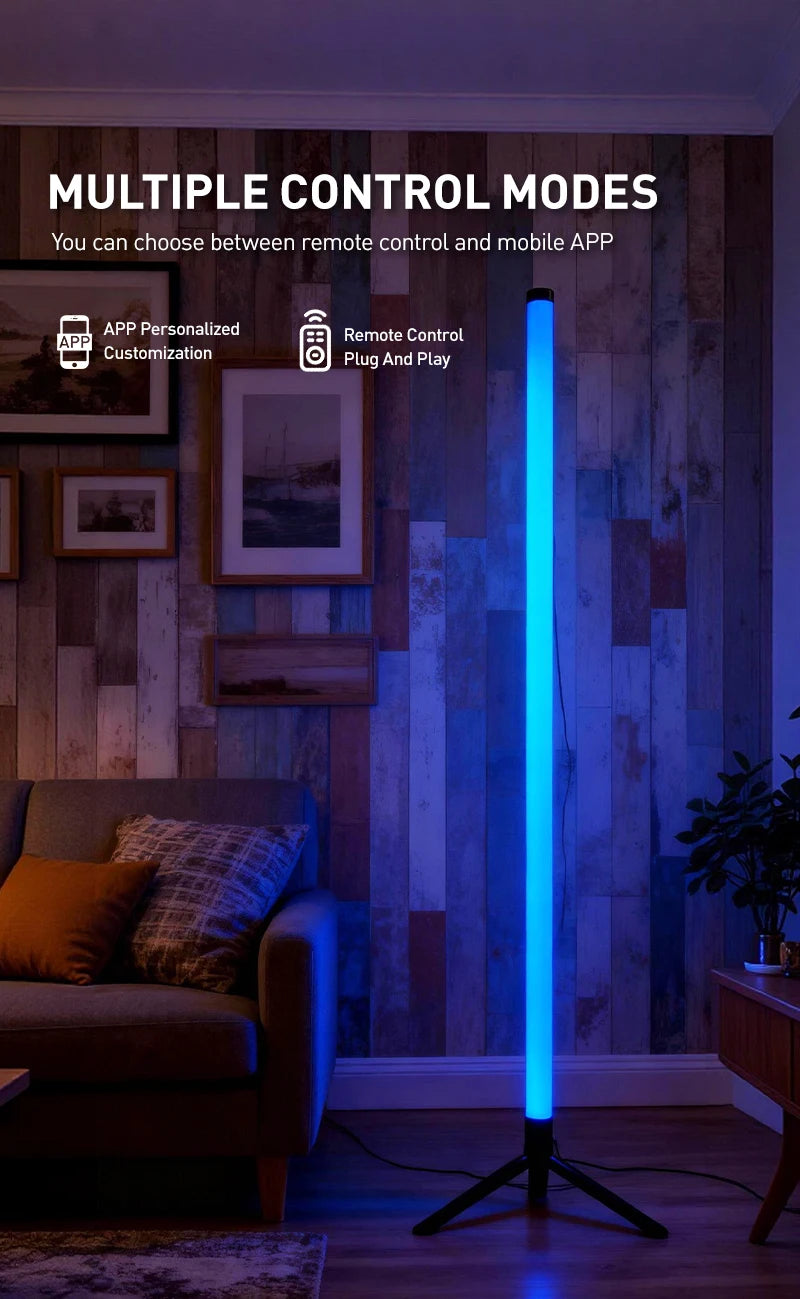 Smart LED Floor Lamp with RGB Remote And APP Control Music Sync Corner Lighting Timer Modern Mood for Living Room And Gaming