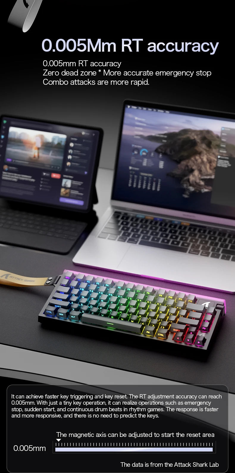 ATTACK SHARK R85 HE Wired 8KHz Magnetic Keyboard,0.005mm RT Accuracy,Support RT/Snap Tap/DKS/MT/TGL,With Custom Lightbox