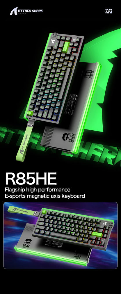 ATTACK SHARK R85 HE Wired 8KHz Magnetic Keyboard,0.005mm RT Accuracy,Support RT/Snap Tap/DKS/MT/TGL,With Custom Lightbox