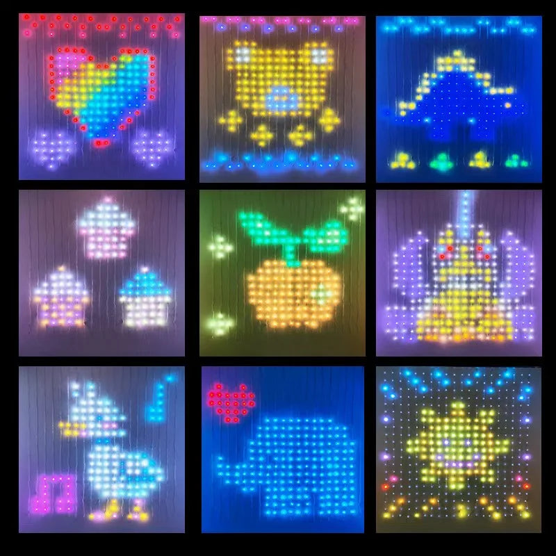 Smart RGB LED Curtain Light Music Synchronous DIY Text Animation Displays Christmas Party Decoration Interior Decor APP Control