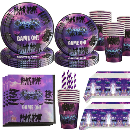 Hot Shooting Game Fortnition Birthday Decoration Disposable Tableware Plate Tablecloh Cup Baby Shower Boys Party Supplies and more