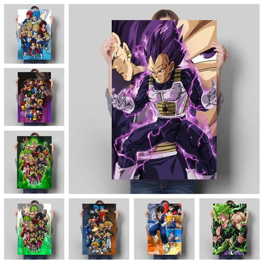 Dragon Ball Goku Van Gogh Starry Night Anime Oil Painting Poster Canvas Painting Dragon Ball Super Vegeta kid's Wall Painting