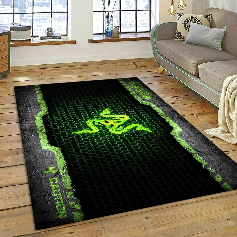 Razer Logo Game Snake Cartoon Customized Rug Carpet for Living Room Bedroom Decor,Non-slip Decoration for Sofa Doormat Gift Kid