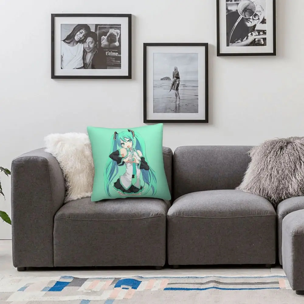 Cushion Covers Anime Hatsune Miku Pillow Case Awesome Decor Pillowcover for Living Room 40*40cm