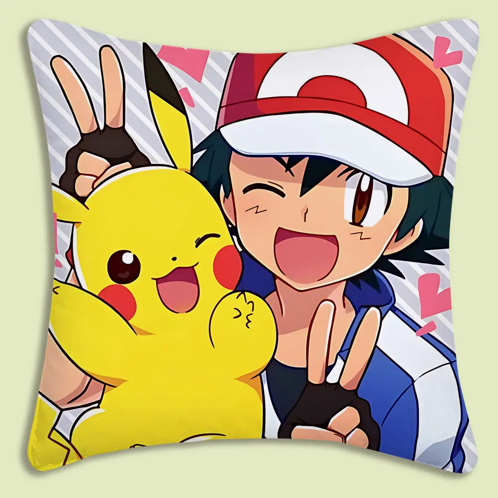 Cushion Covers  Anime P-Pokemon Pillow Covers Cartoon Sofa Decorative Home Double-sided Printing Short Plush Cute Cushion Cover