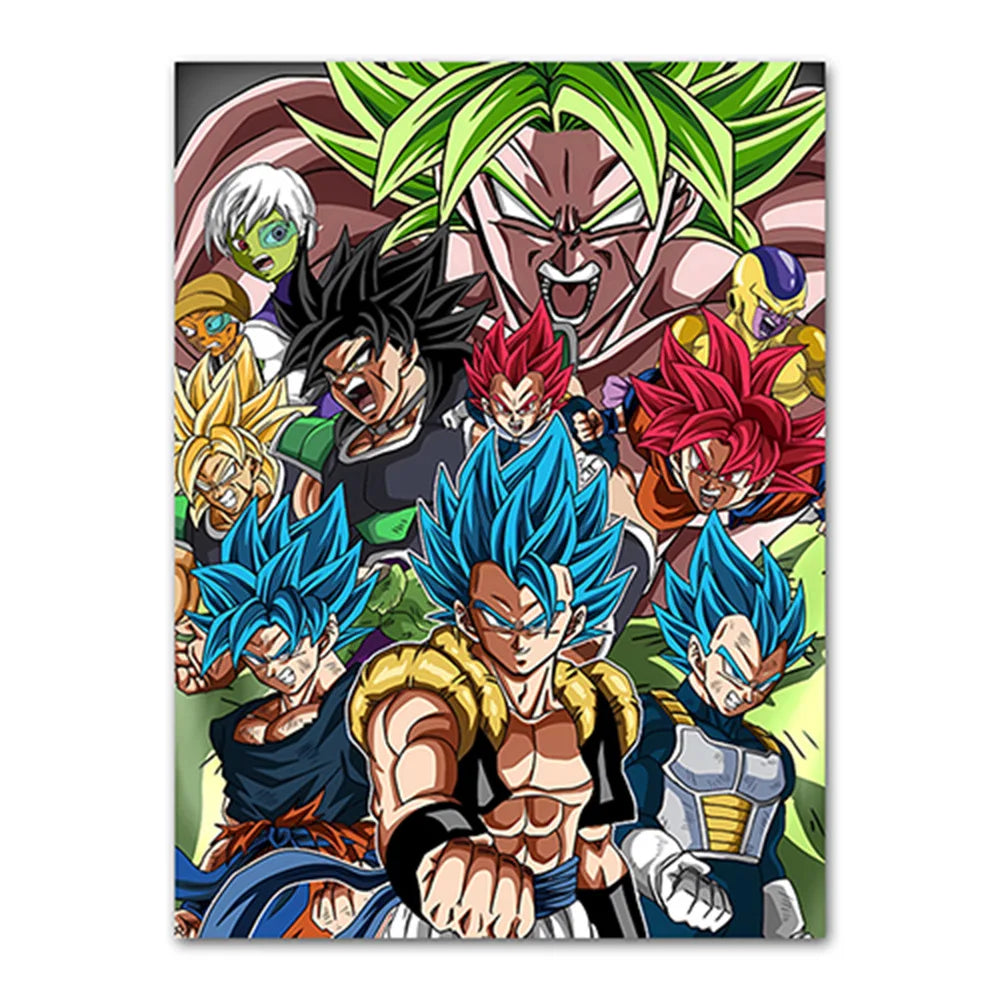 Dragon Ball Goku Van Gogh Starry Night Anime Oil Painting Poster Canvas Painting Dragon Ball Super Vegeta kid's Wall Painting