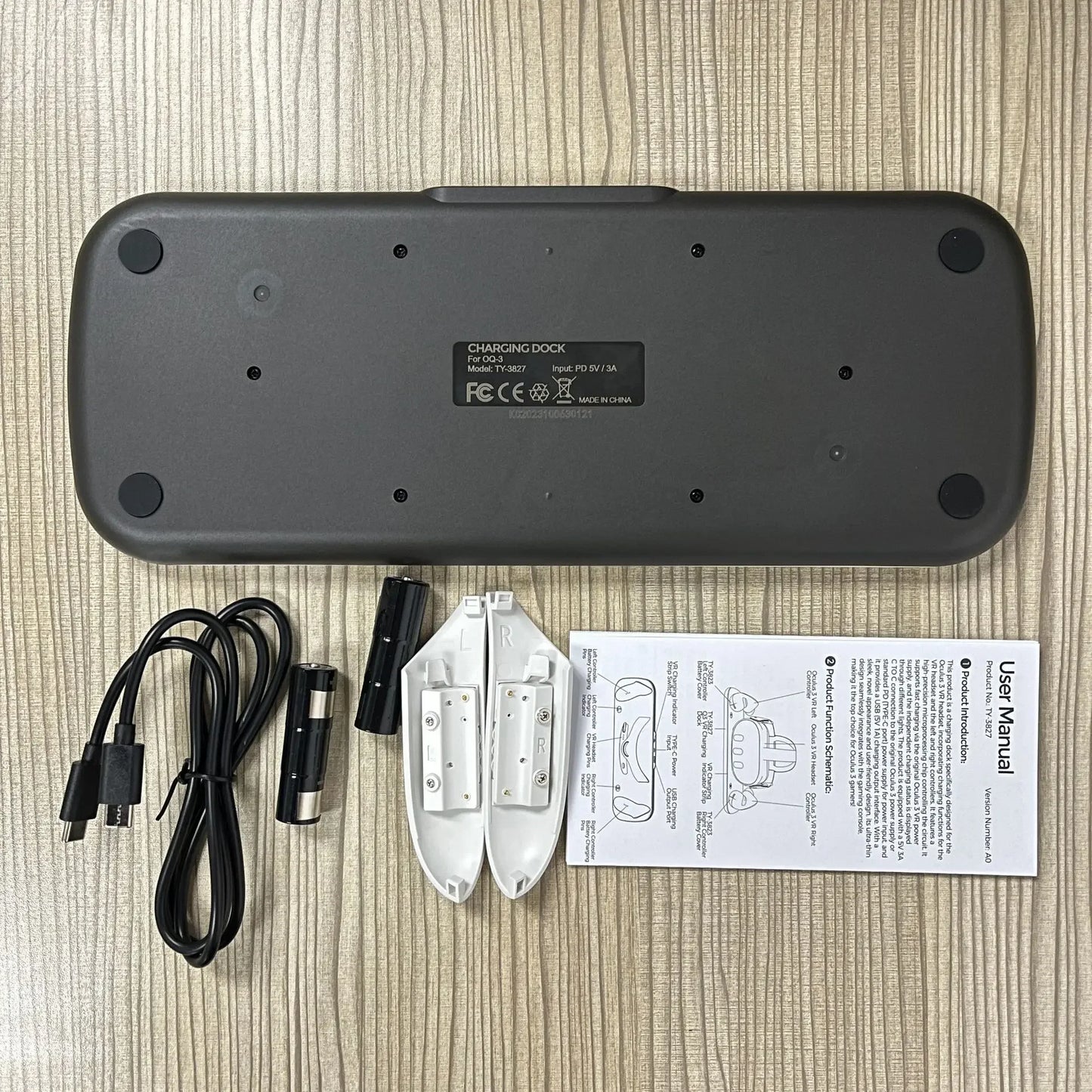 For Oculus Quest 3 VR Headset Charging Dock Dual Controller Contact Charger Stand With LED Light For Meta Quest 3 Charge Station