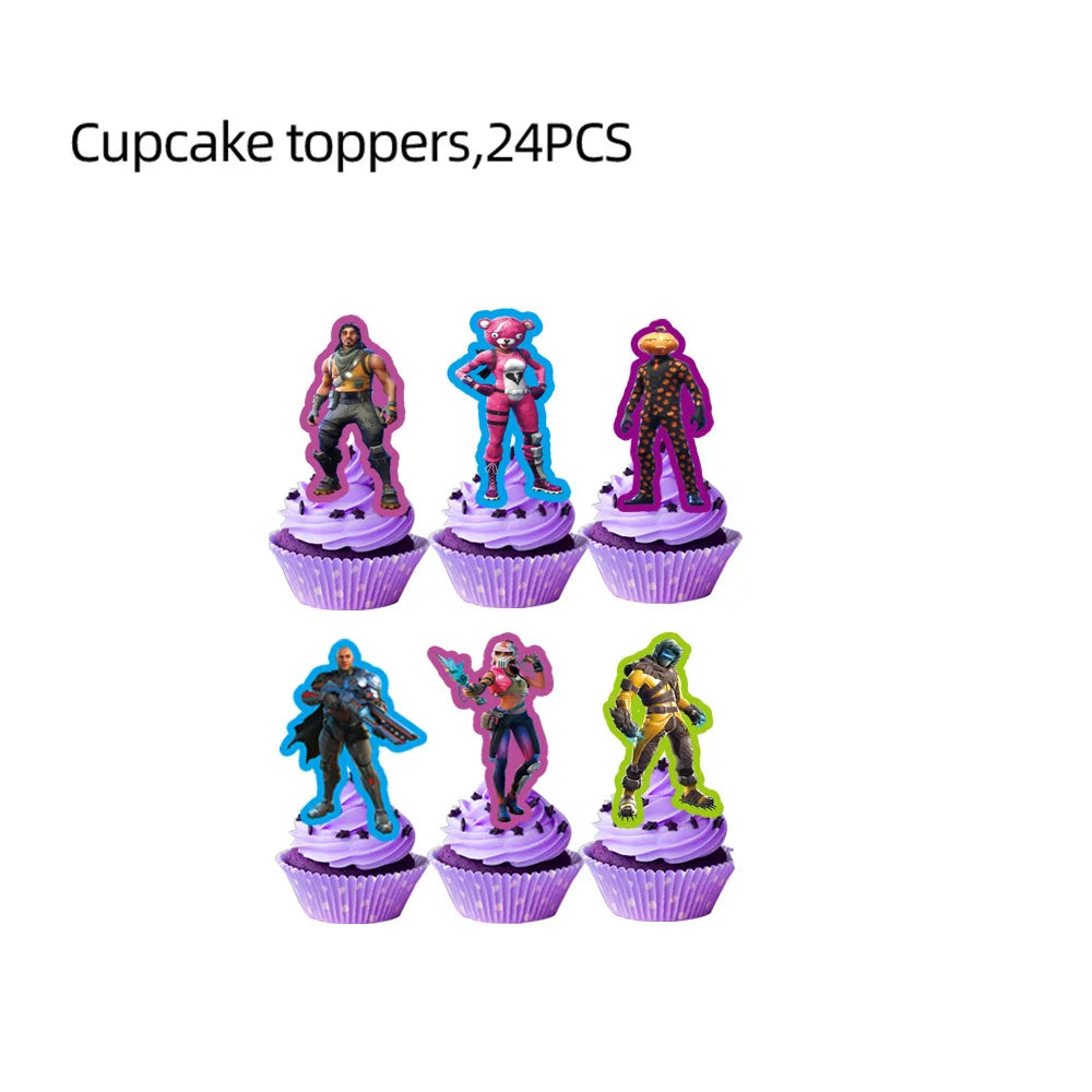 Hot Shooting Game Fortnition Birthday Decoration Disposable Tableware Plate Tablecloh Cup Baby Shower Boys Party Supplies and more