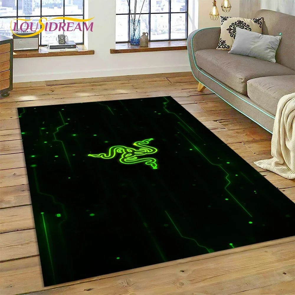 Razer Logo Game Snake Cartoon Customized Rug Carpet for Living Room Bedroom Decor,Non-slip Decoration for Sofa Doormat Gift Kid