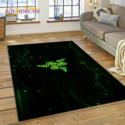 Razer Logo Game Snake Cartoon Customized Rug Carpet for Living Room Bedroom Decor,Non-slip Decoration for Sofa Doormat Gift Kid