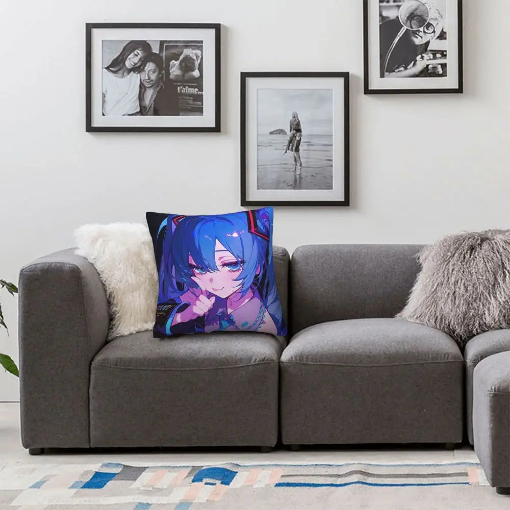 Cushion Covers Anime Hatsune Miku Pillow Case Awesome Decor Pillowcover for Living Room 40*40cm