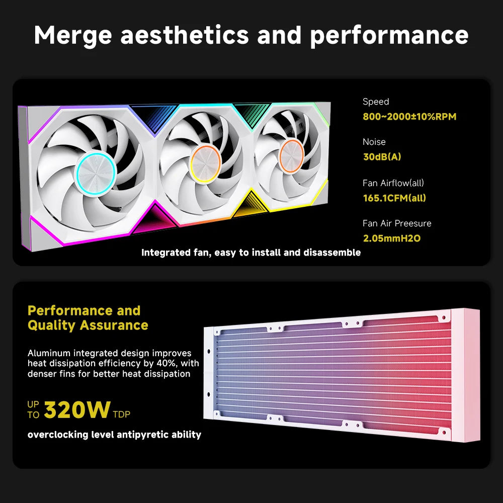 Jungle Leopard Pro Flow 360 ARGB All-In-One LCD SCREEN AIO LIQUID COOLE Water Cooling Radiator 5V3PIN ARGB Fan CPU Liquid Cooler