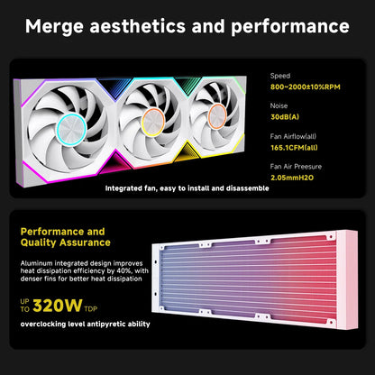 Jungle Leopard Pro Flow 360 ARGB All-In-One LCD SCREEN AIO LIQUID COOLE Water Cooling Radiator 5V3PIN ARGB Fan CPU Liquid Cooler