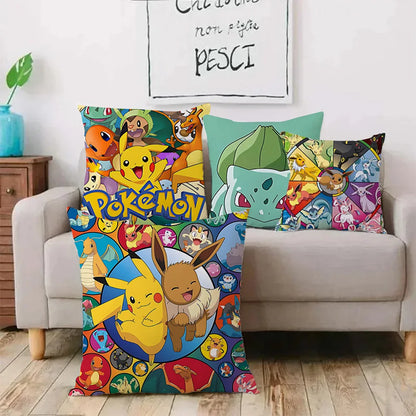 Cushion Covers  Anime P-Pokemon Pillow Covers Cartoon Sofa Decorative Home Double-sided Printing Short Plush Cute Cushion Cover