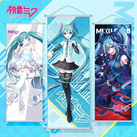 Hatsune Miku New Hanging Picture Cartoon Hatsune Miku Scroll Canvas Painting Two-dimensional Anime Peripherals Gifts for Girls