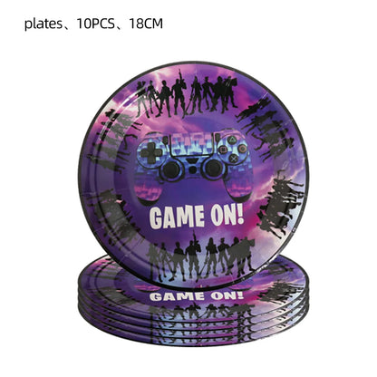 Hot Shooting Game Fortnition Birthday Decoration Disposable Tableware Plate Tablecloh Cup Baby Shower Boys Party Supplies and more