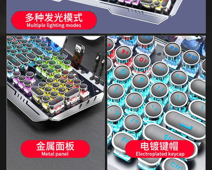 RGB Backlit Mechanical Keyboard Hotswap E-Sports Game Computer Wired 104 Key Steampunk Aluminum Alloy Gamer Home Office Keyboard