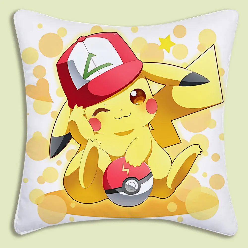 Cushion Covers  Anime P-Pokemon Pillow Covers Cartoon Sofa Decorative Home Double-sided Printing Short Plush Cute Cushion Cover