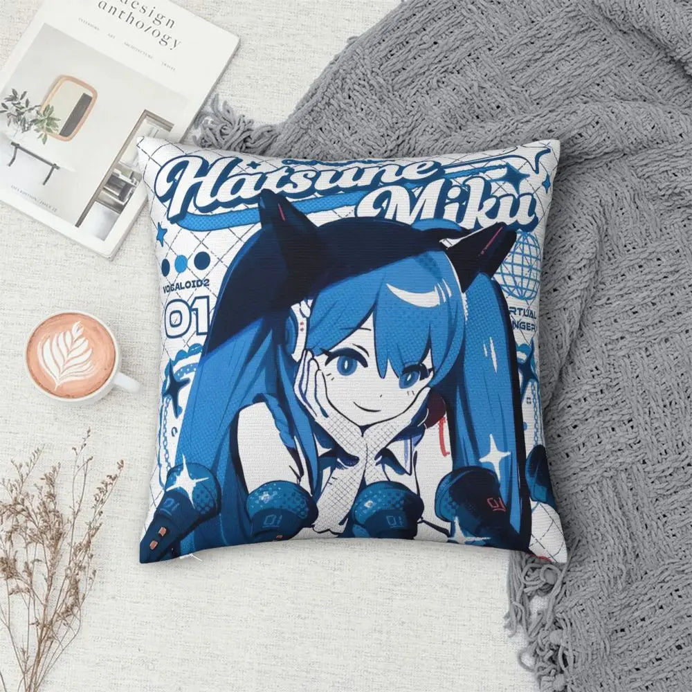 Cushion Covers Anime Hatsune Miku Pillow Case Awesome Decor Pillowcover for Living Room 40*40cm
