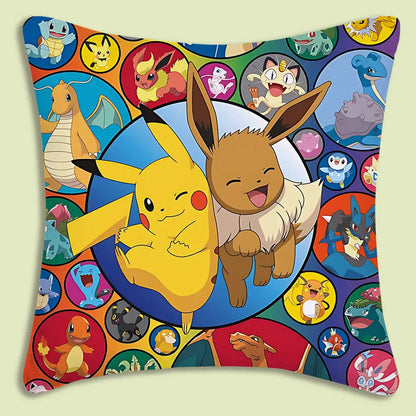 Cushion Covers  Anime P-Pokemon Pillow Covers Cartoon Sofa Decorative Home Double-sided Printing Short Plush Cute Cushion Cover