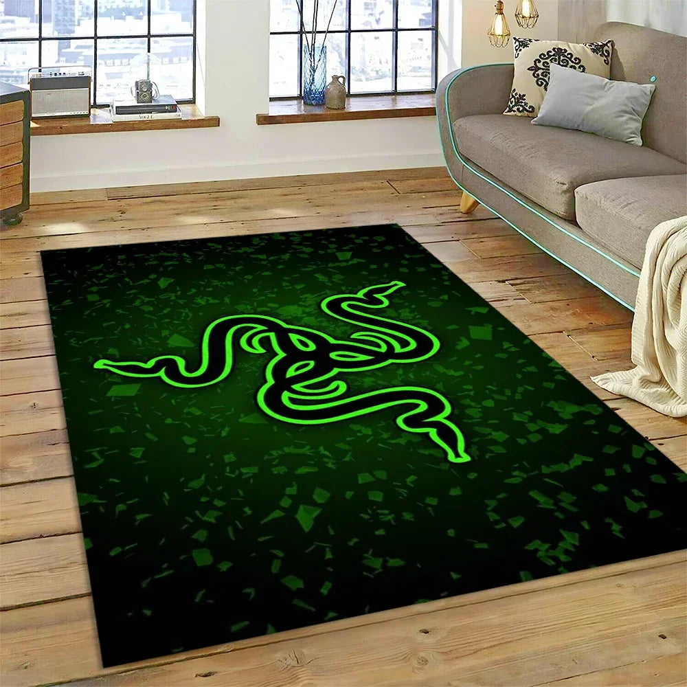 Razer Logo Game Snake Cartoon Customized Rug Carpet for Living Room Bedroom Decor,Non-slip Decoration for Sofa Doormat Gift Kid