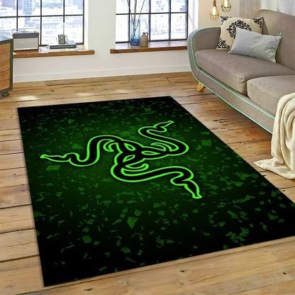 Razer Logo Game Snake Cartoon Customized Rug Carpet for Living Room Bedroom Decor,Non-slip Decoration for Sofa Doormat Gift Kid
