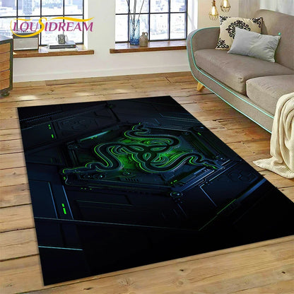 Razer Logo Game Snake Cartoon Customized Rug Carpet for Living Room Bedroom Decor,Non-slip Decoration for Sofa Doormat Gift Kid