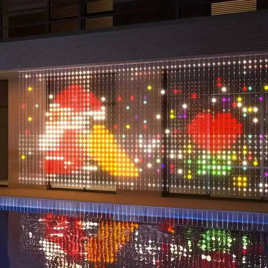 Smart RGB LED Curtain Light Music Synchronous DIY Text Animation Displays Christmas Party Decoration Interior Decor APP Control