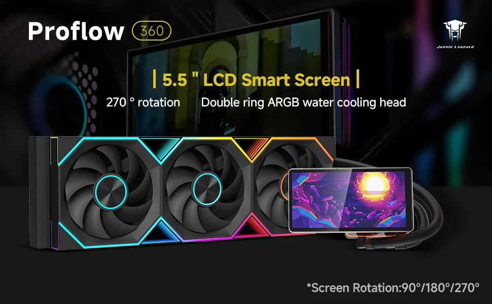 Jungle Leopard Pro Flow 360 ARGB All-In-One LCD SCREEN AIO LIQUID COOLE Water Cooling Radiator 5V3PIN ARGB Fan CPU Liquid Cooler