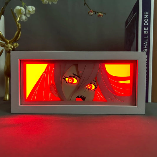 Anime Led Night Light Box Chainsaw Man Power For Hoom Decor Nightlight Paper Cut Shadow Box Manga Gifts For Girls Manga Lightbox
