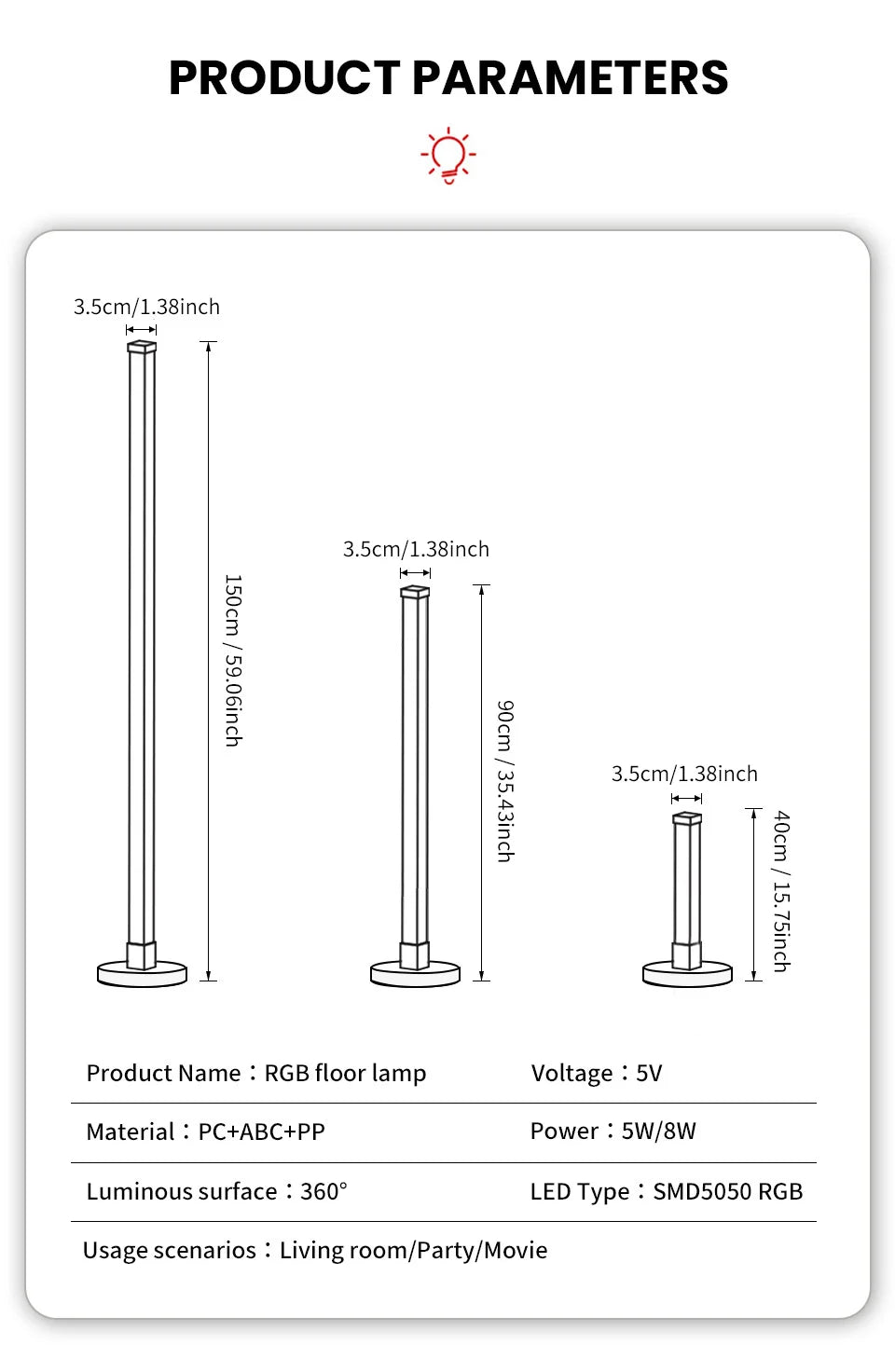 Smart RGB LED Floor Lamp Remote/Switch/APP Control USB Music Sync Corner Modern Mood Standing Light For Living Room Gaming Party