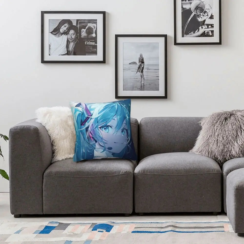 Cushion Covers Anime Hatsune Miku Pillow Case Awesome Decor Pillowcover for Living Room 40*40cm