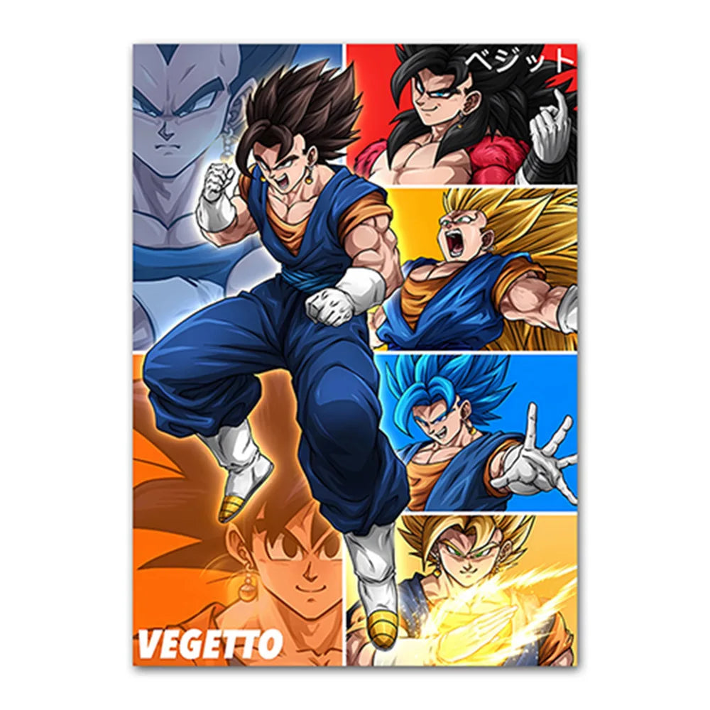 Dragon Ball Goku Van Gogh Starry Night Anime Oil Painting Poster Canvas Painting Dragon Ball Super Vegeta kid's Wall Painting