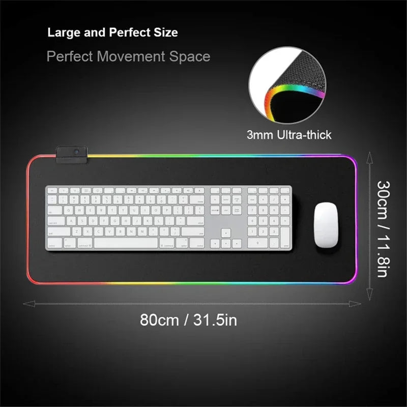 Large RGB LED Mousepad Attack on Titan Mouse Pads Anime Cool Gaming Tapis De Souris Carpet Laptop XXL Gabinete Gamer Accessories