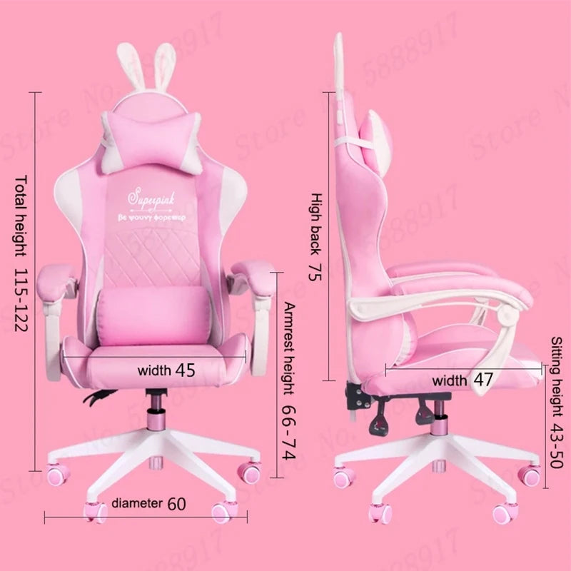 New Products WCG Gaming Chair Girls Cute Cartoon Computer Armchair Office Home Swivel Massage Chair Lifting Adjustable Chair