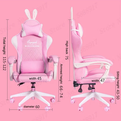 New Products WCG Gaming Chair Girls Cute Cartoon Computer Armchair Office Home Swivel Massage Chair Lifting Adjustable Chair