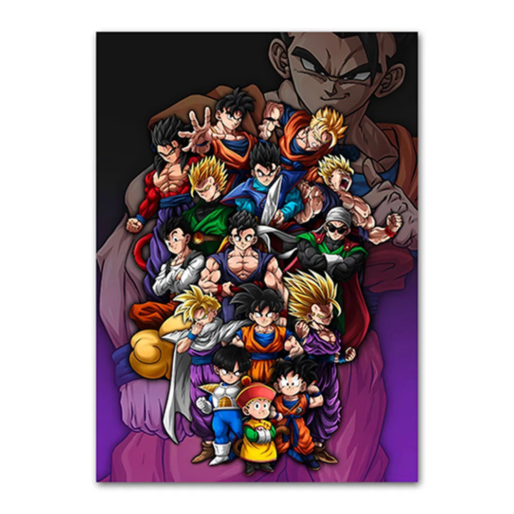 Dragon Ball Goku Van Gogh Starry Night Anime Oil Painting Poster Canvas Painting Dragon Ball Super Vegeta kid's Wall Painting