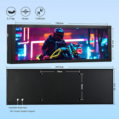 7.84 Inch HD Mini Monitor USB-C IPS Stretched Bar LCD Display for Computer Laptop Aida64 CPU GPU Monitoring Secondary Screen