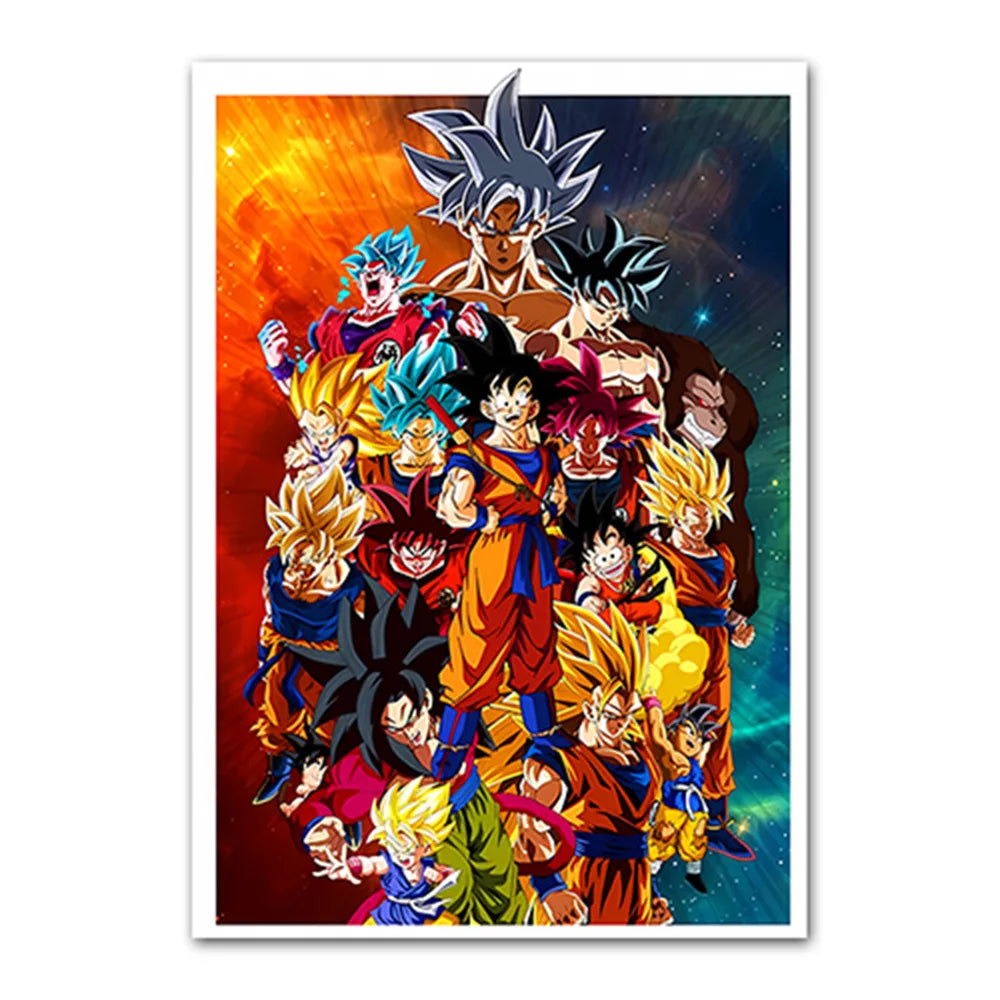 Dragon Ball Goku Van Gogh Starry Night Anime Oil Painting Poster Canvas Painting Dragon Ball Super Vegeta kid's Wall Painting